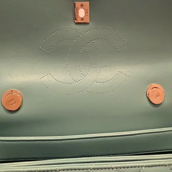 CHANEL Turquoise Lambskin Quilted Small Trendy CC Dual Handle Flap Bag - Picture 12 of 12